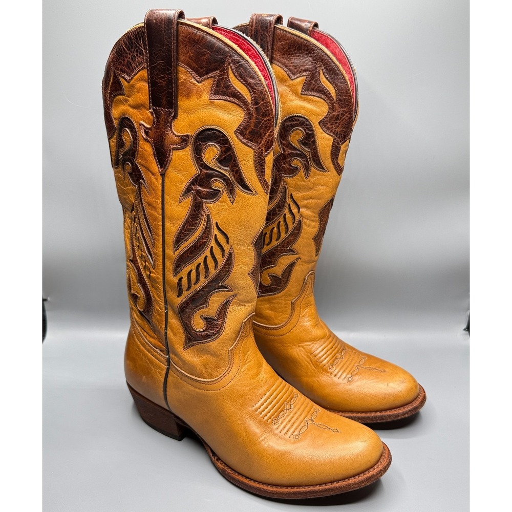 Macie Bean Womens Brown Tan Leather Western Cowgirl Rodeo Boots M3014 79384 6M